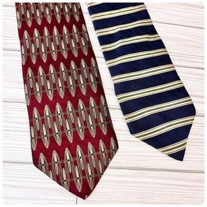 Lot Of 2 Savile Row Silk Ties. Made In The USA. Suit Necktie. Nice EUC